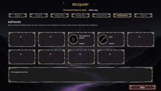 The Reliquary: keepsakes